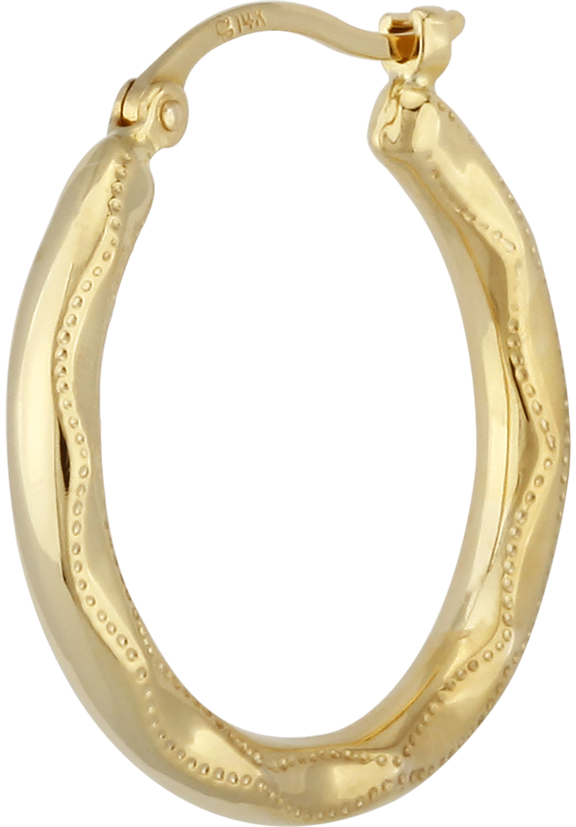 14K Yellow Gold Engraved Hoop Earrings