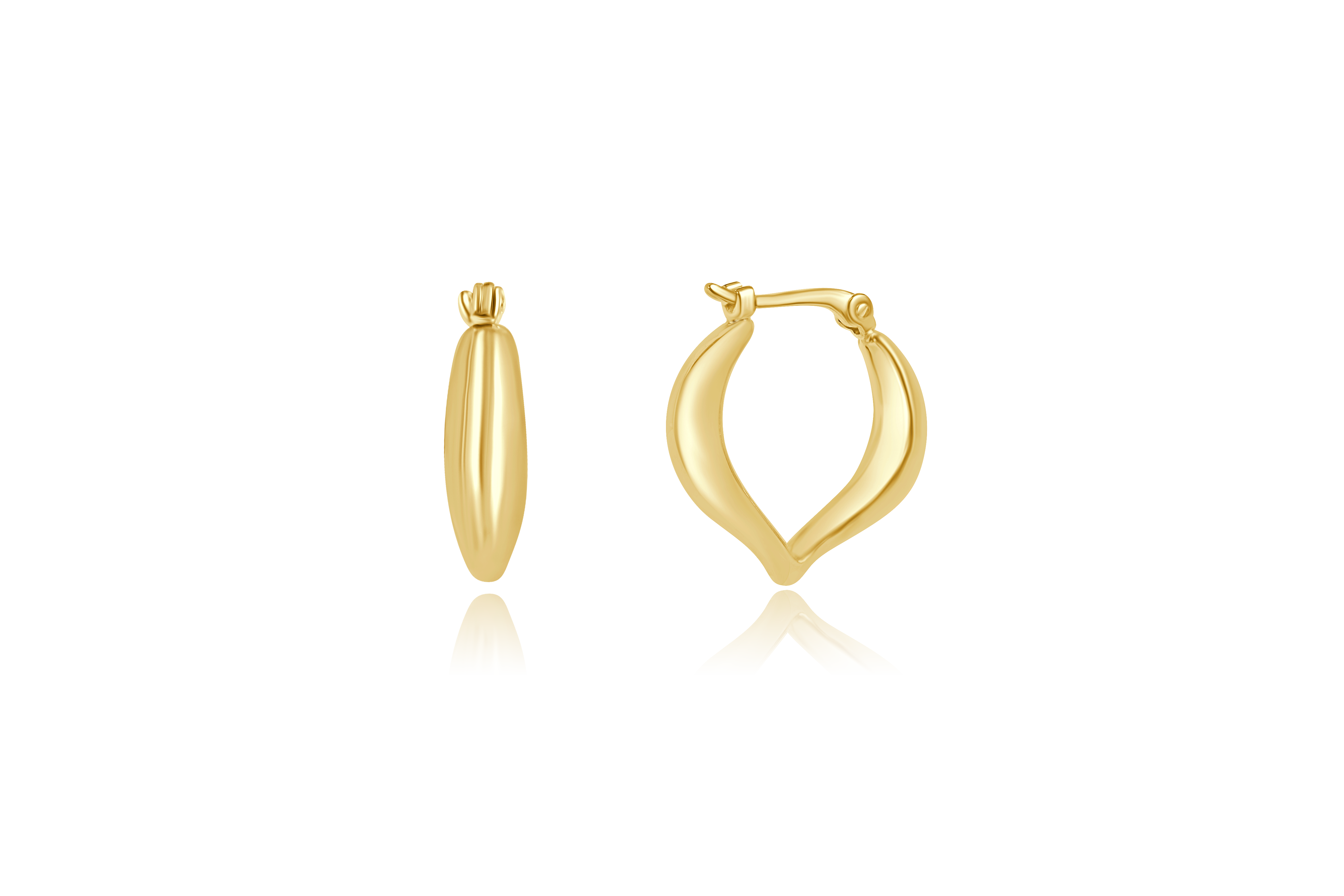 14K Yellow Gold Heart Shaped Hoop Earrings