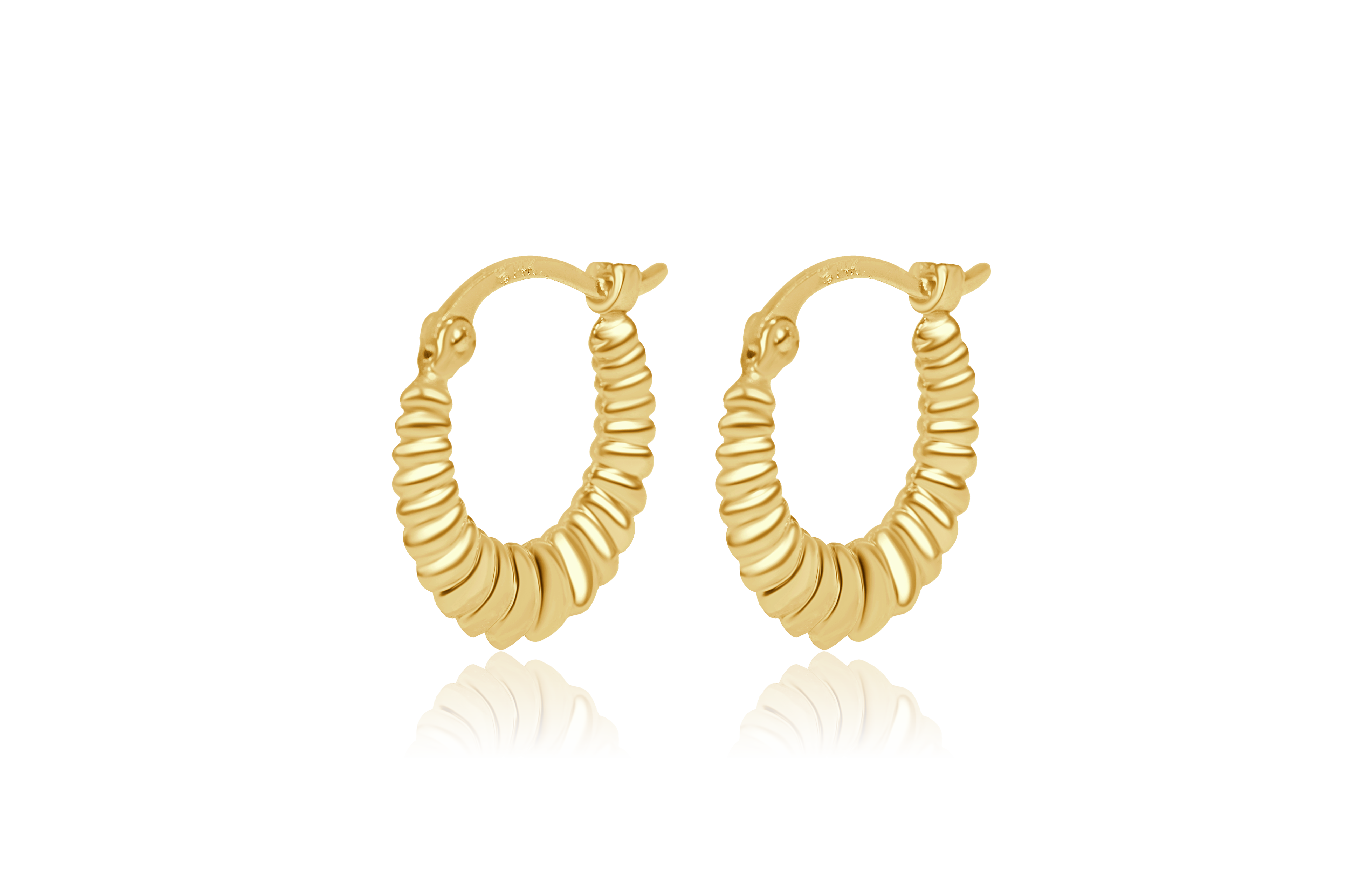 14K Yellow Gold Baby Shrimp Hoop Earrings
