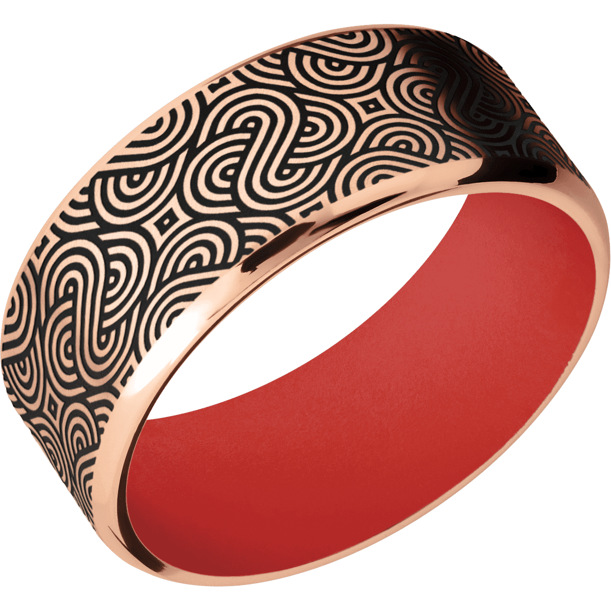 10K Rose Gold + Anglesatin , Polish Finish + USMC Red