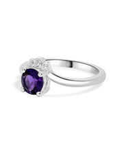 Sterling Silver 6mm Amethyst and Diamond Ring