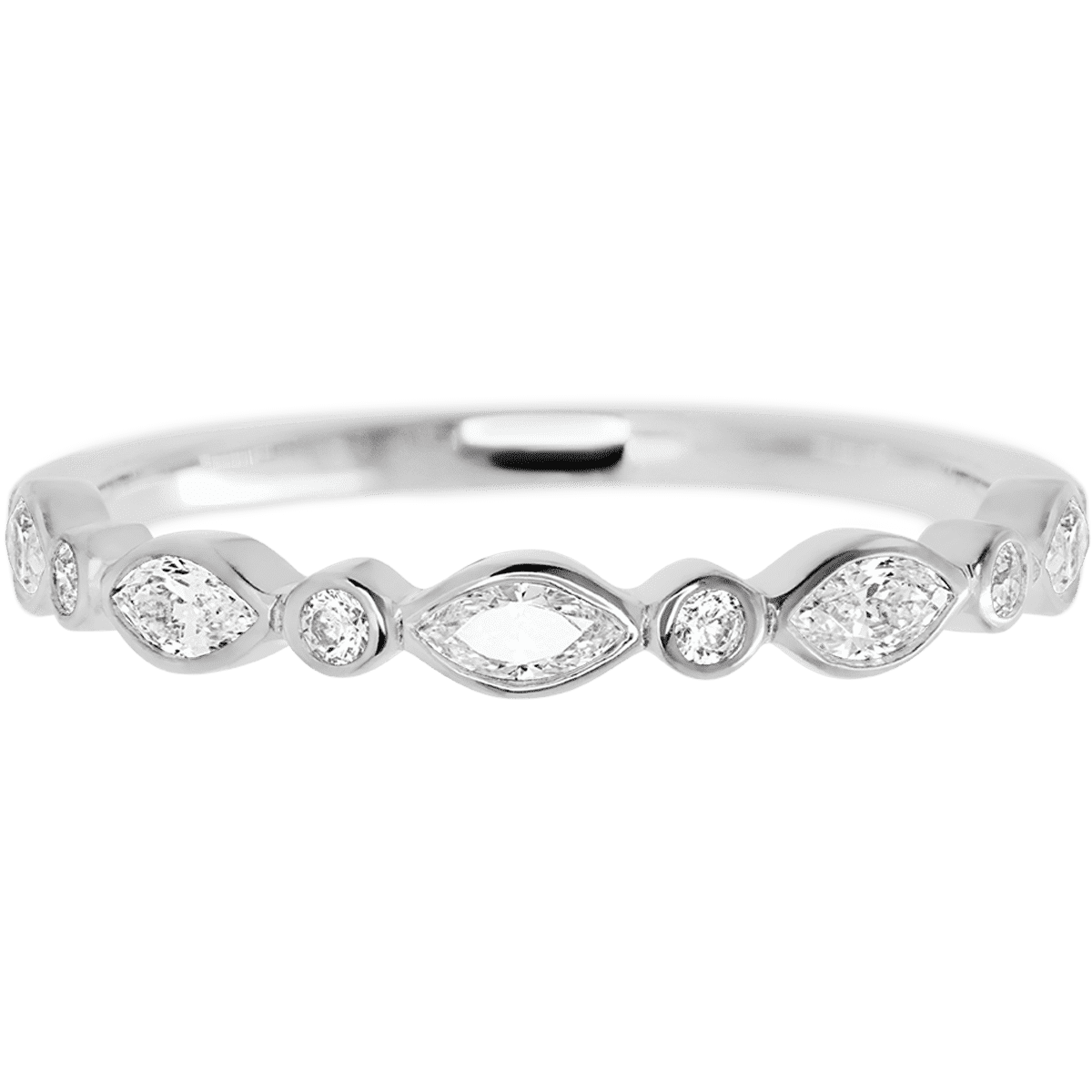 14K White Gold band with 4 Round and 5 Marquise White Lab Diamond having TCW-.56