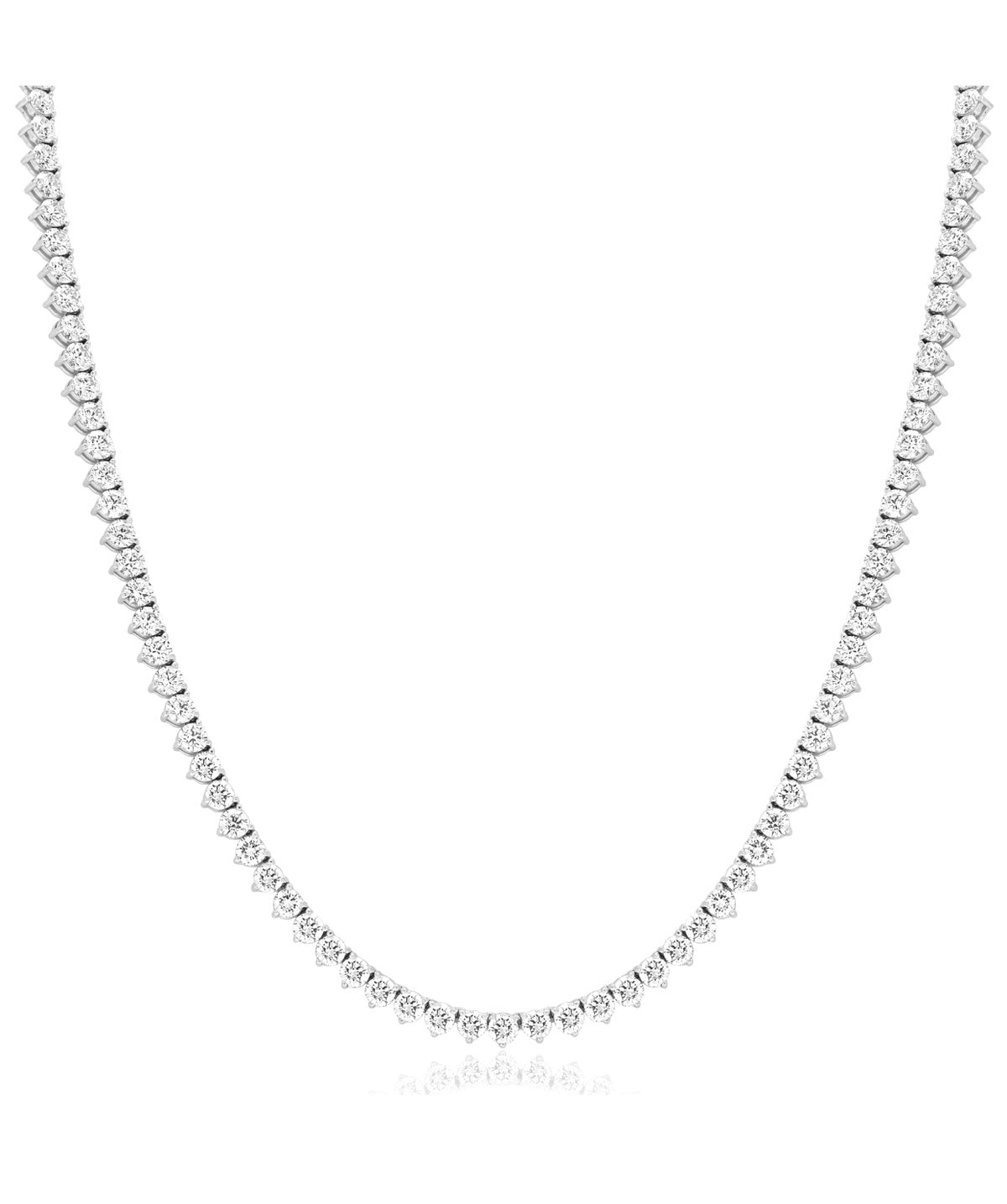 14K White Gold Three Prong Diamond Tennis Necklace 15.00cttw