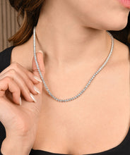 14K White Gold Three Prong Lab Grown Diamond Tennis Necklace 15.00cttw