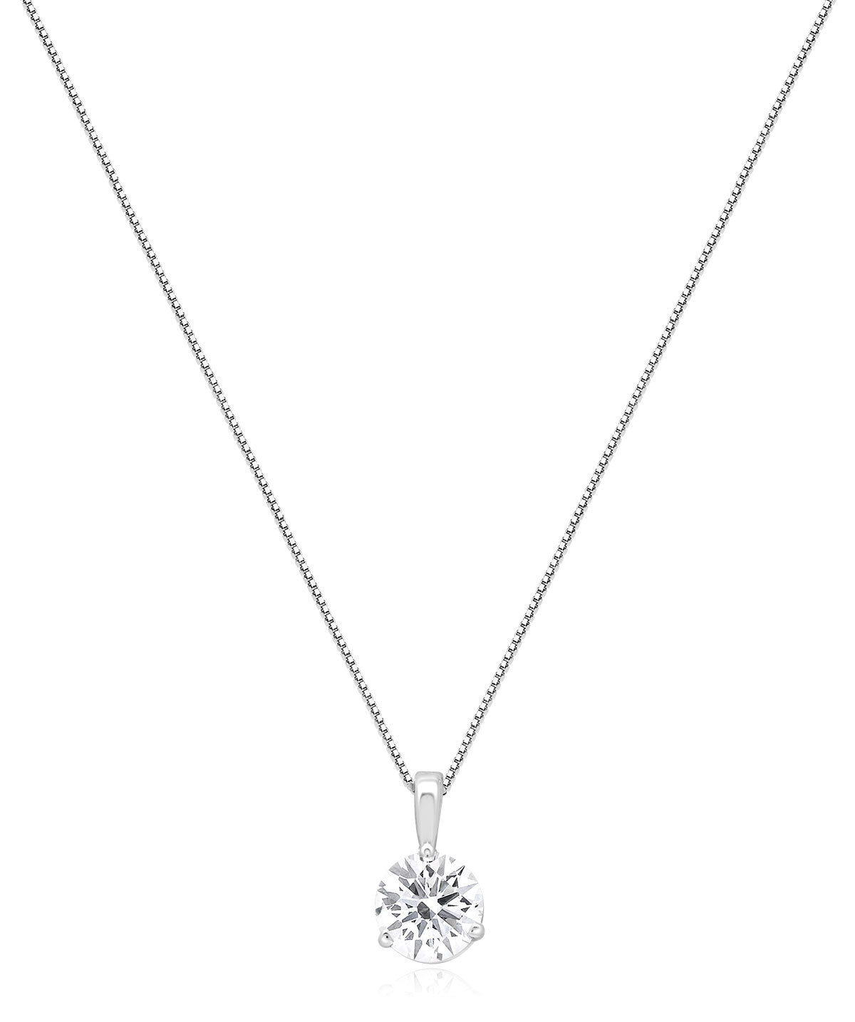 14K White Gold Lab Grown 1.50ctw Diamond Three Prong Solitaire Pendant