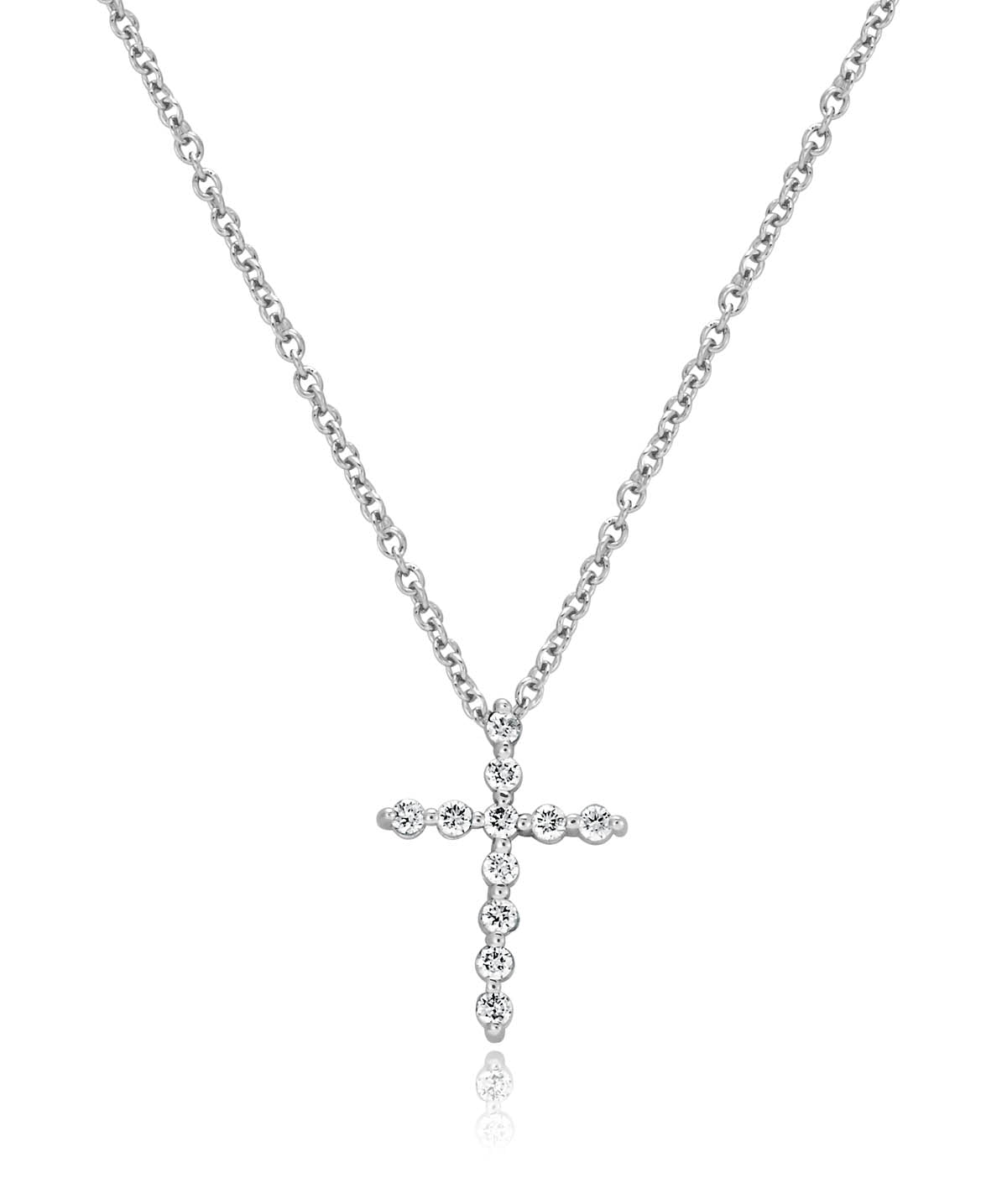 14K White Gold Diamond Cross Pendant