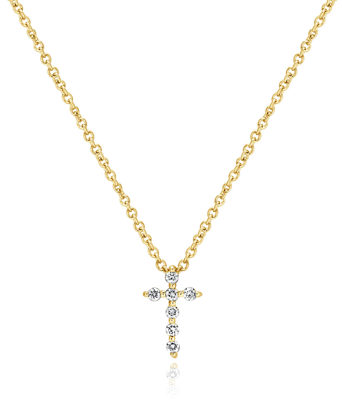 14K Yellow Gold Diamond Cross Pendant Necklace