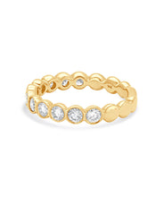 14K Yellow Gold Bezel Set Scalloped Diamond Ring