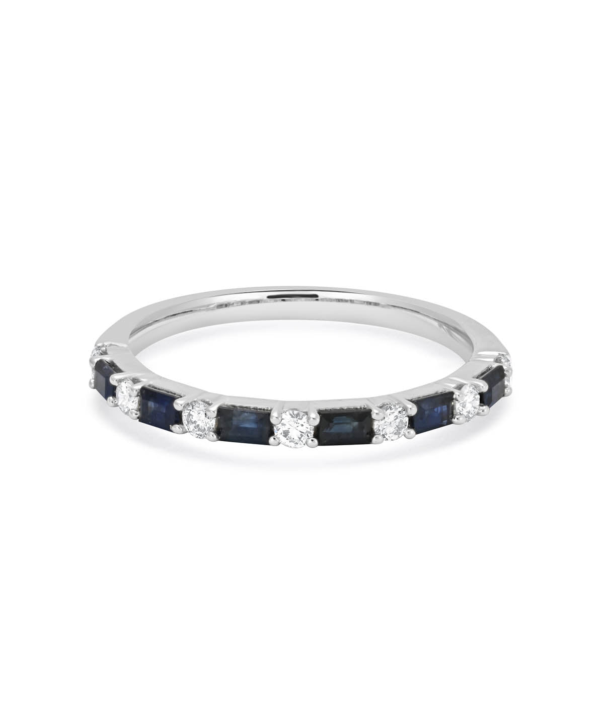 14K White Gold Sapphire and Diamond Stackable Ring
