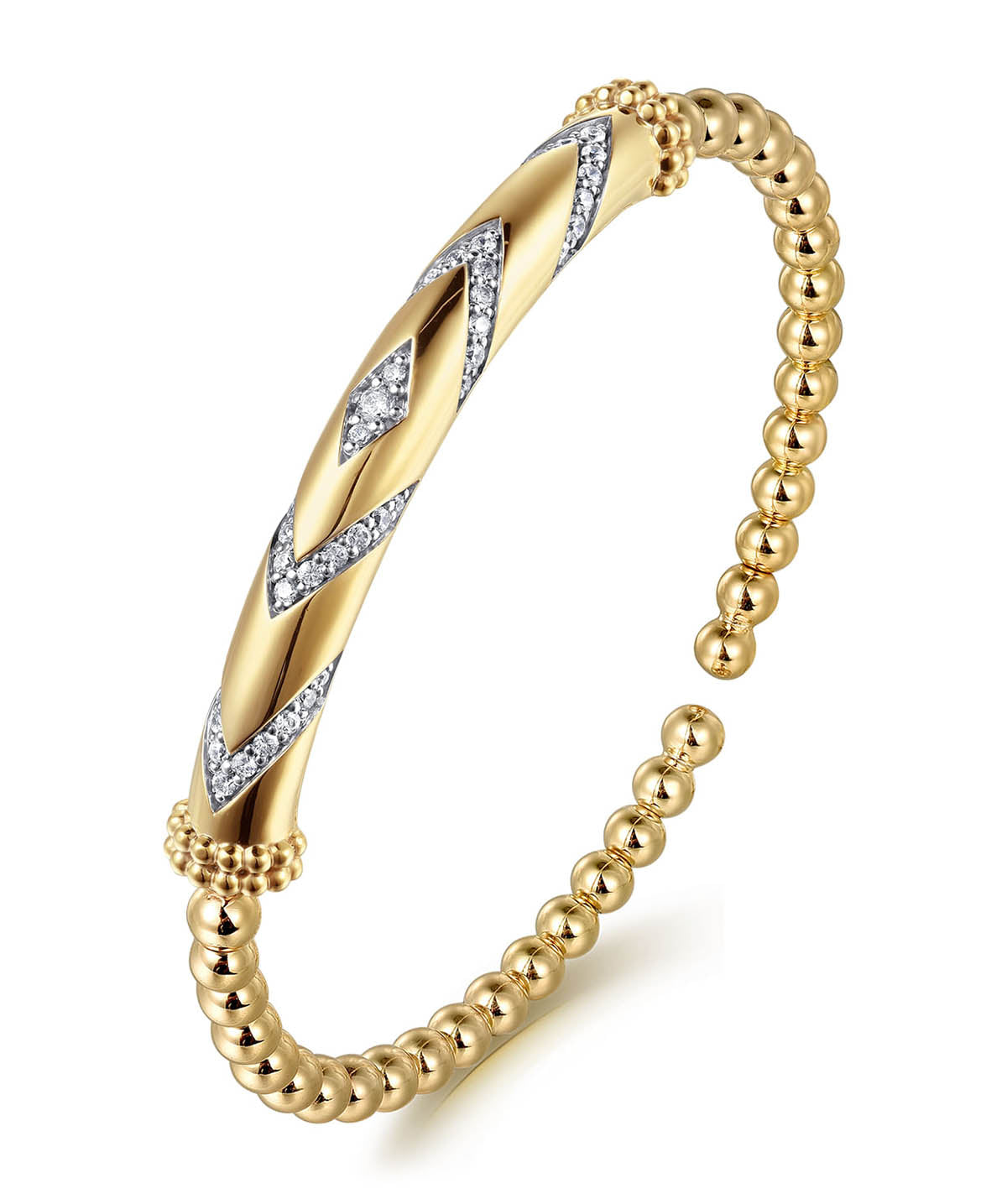 2025 Limited Edition 14K Yellow Gold Bujukan Diamond Chevron Bangle Bracelet