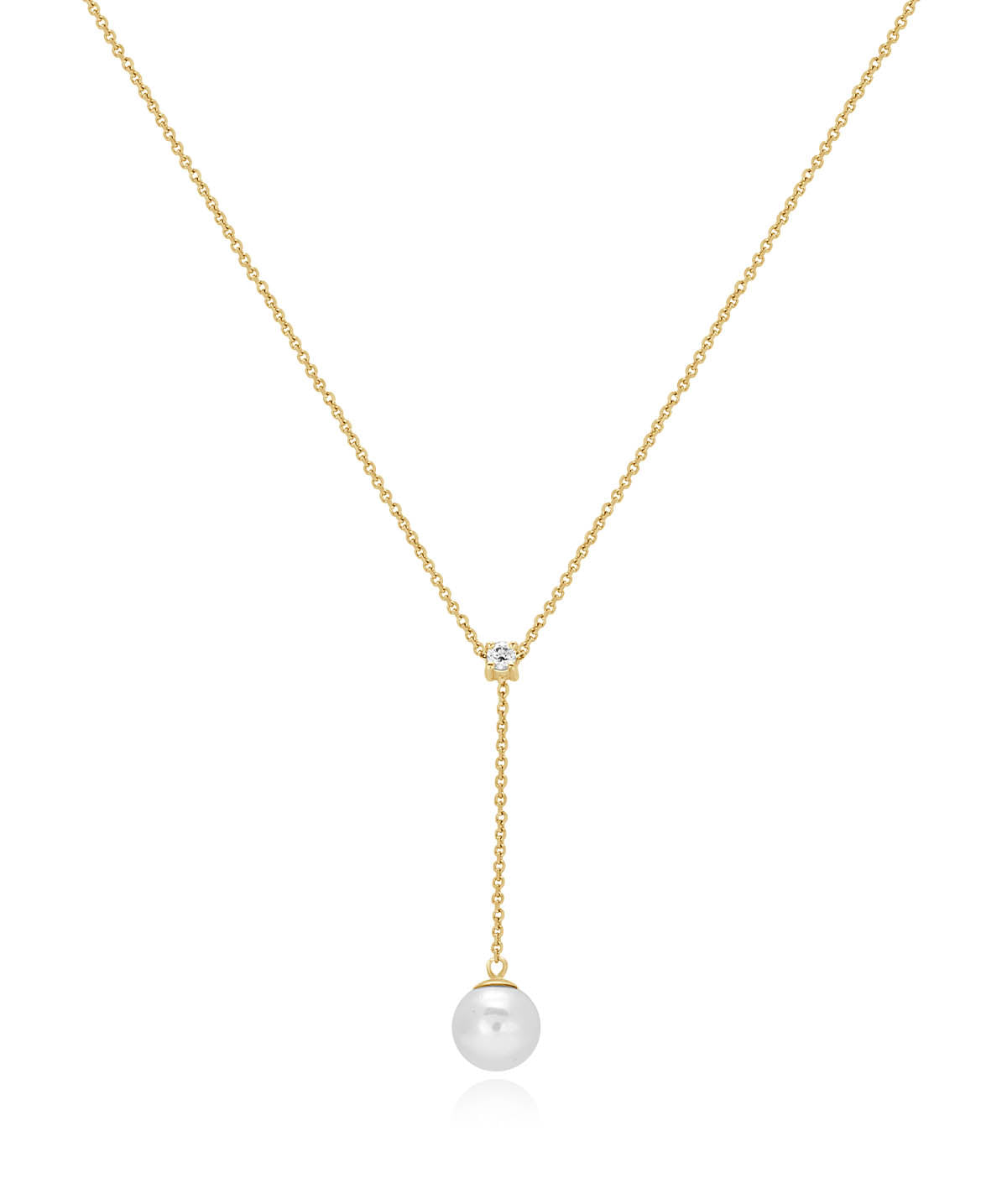 14K Yellow Gold Diamond and Pearl Dangle Necklace