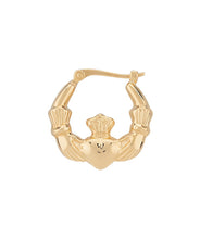 14K Yellow Gold Small Claddagh Hoop Earrings