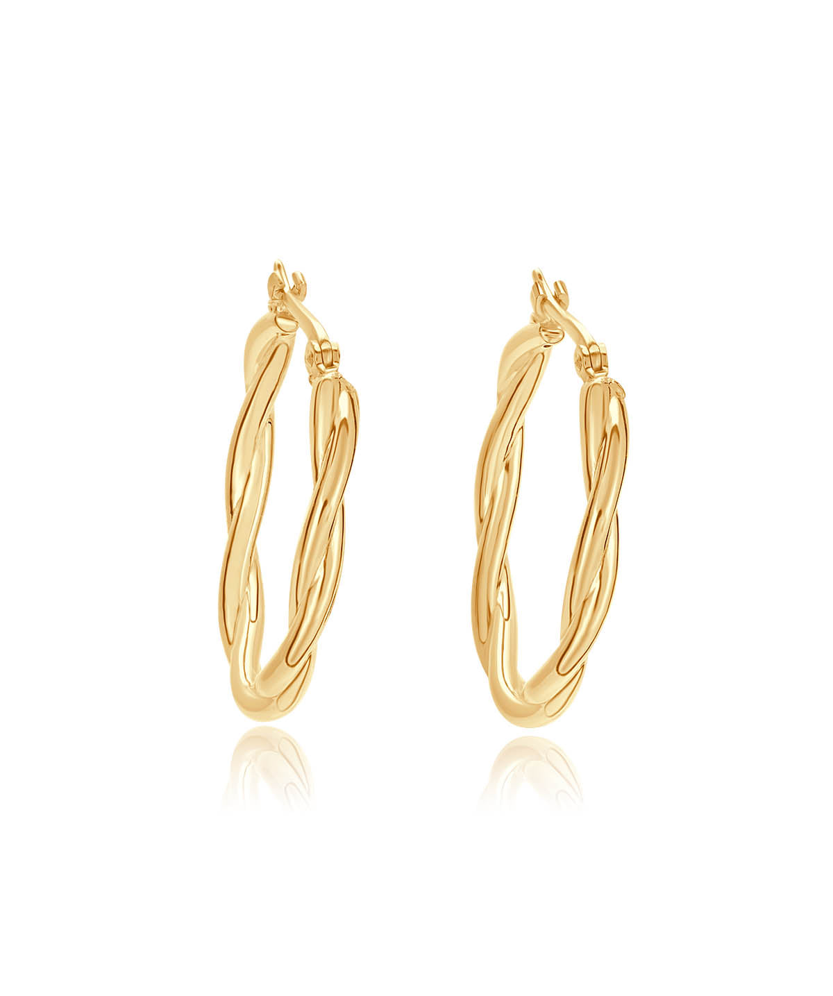 14K Yellow Gold Medium Double Twist Hoop Earrings