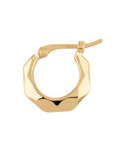 14K Yellow Gold Small Diamond Cut Hoop Earrings