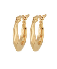 14K Yellow Gold Small Diamond Cut Hoop Earrings