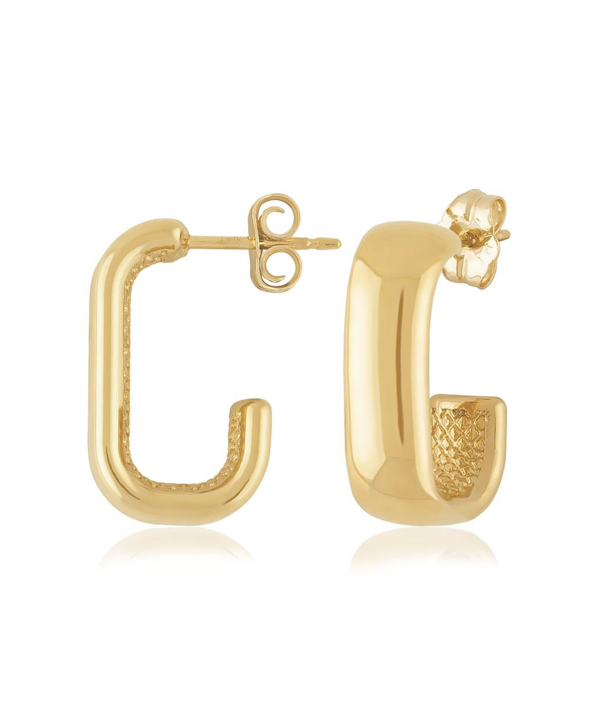 14K Yellow Gold Rectangle Hoop Earrings