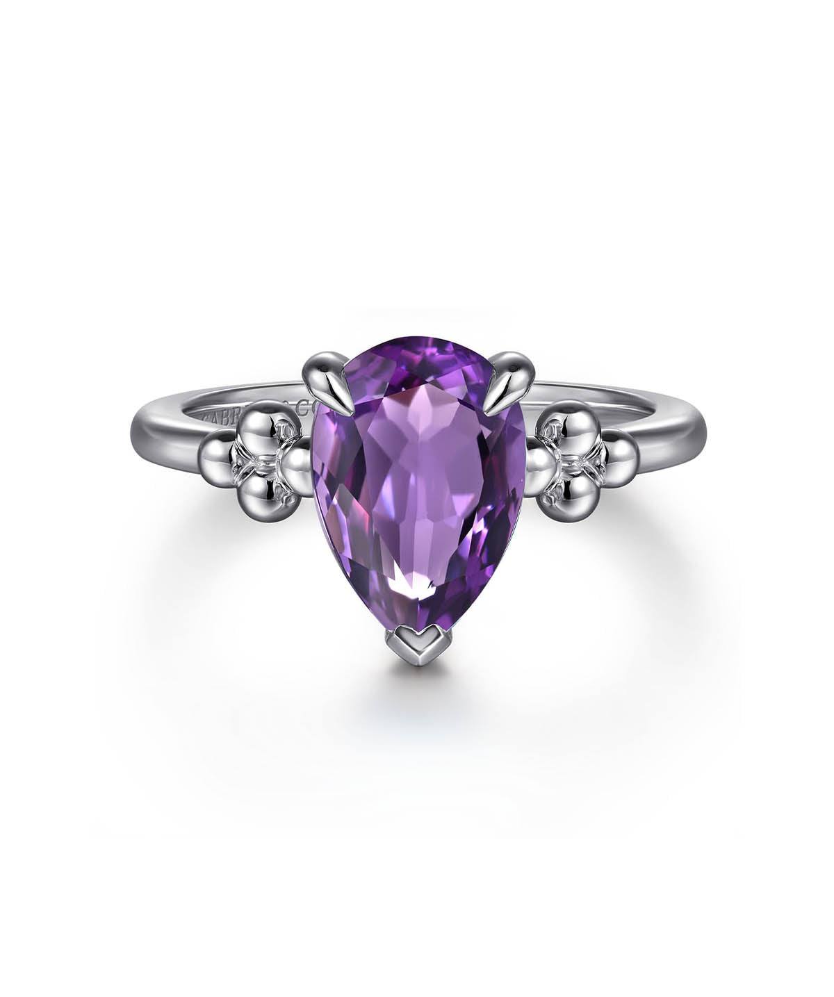 925 Sterling Silver Pear Amethyst Bujukan Ring