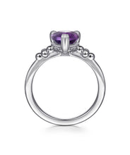 925 Sterling Silver Pear Amethyst Bujukan Ring