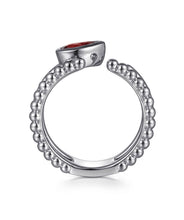 925 Sterling Silver Pear Garnet Bujukan Open Ring