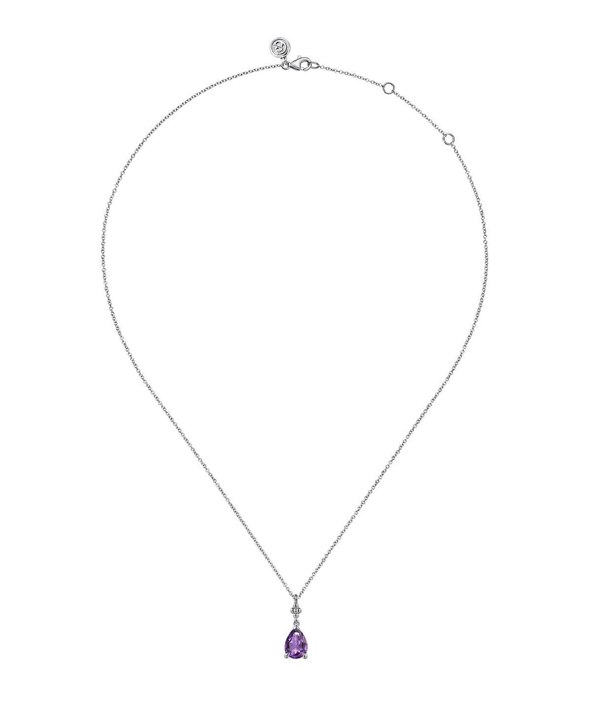 925 Sterling Silver Pear Amethyst Bujukan Pendant Necklace