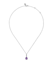 925 Sterling Silver Pear Amethyst Bujukan Pendant Necklace