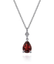 925 Sterling Silver Pear Garnet Bujukan Pendant Necklace