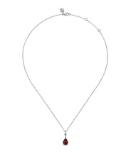 925 Sterling Silver Pear Garnet Bujukan Pendant Necklace