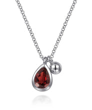 925 Sterling Silver Pear Garnet Bujukan Pendant Necklace