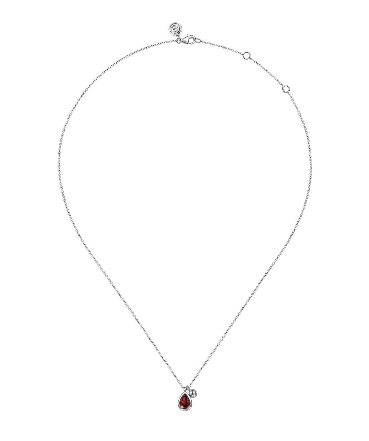 925 Sterling Silver Pear Garnet Bujukan Pendant Necklace