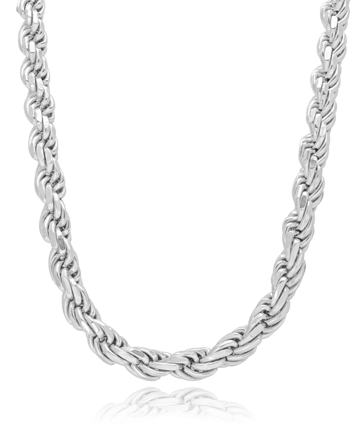 Sterling Silver Rhodium Plated 7mm Rope Chain