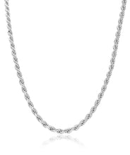 Sterling Silver Rhodium Plated 3mm Rope Chain