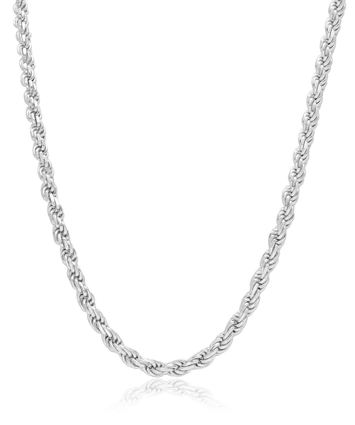 Sterling Silver Rhodium Plated 4mm Rope Chain