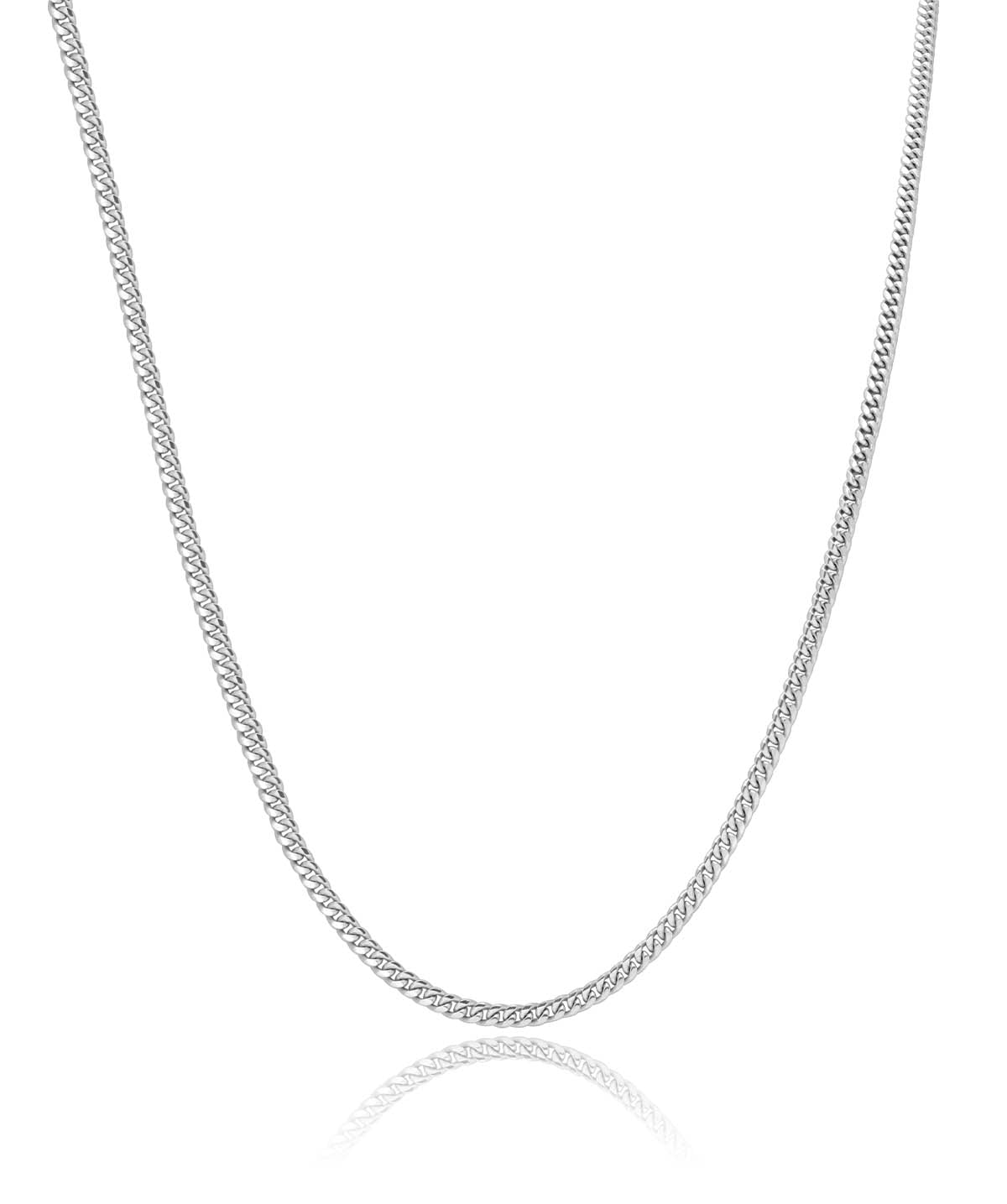 Sterling Silver Rhodium Plated 2mm Miami Cuban Chain