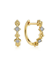 14K Yellow Gold 13mm Diamond Huggie Earrings