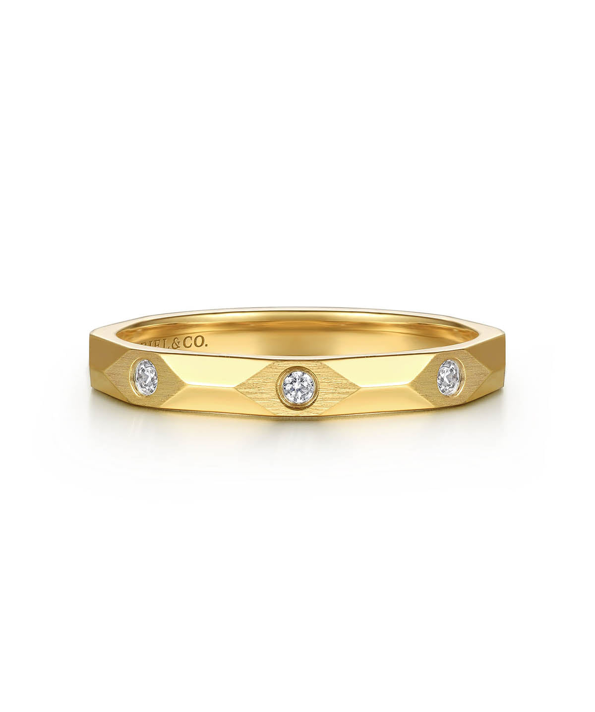 14K Yellow Gold Diamond Cut Stackable Ring