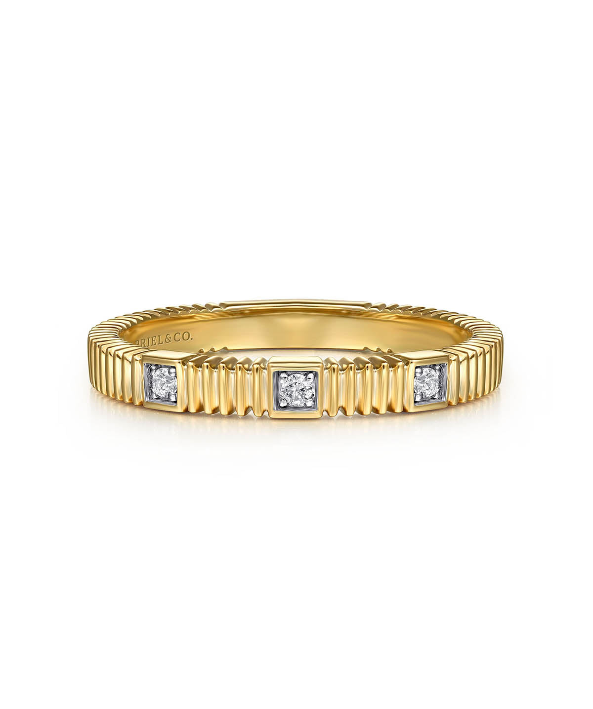 14K Yellow Gold Diamond Cut Stackable Ring