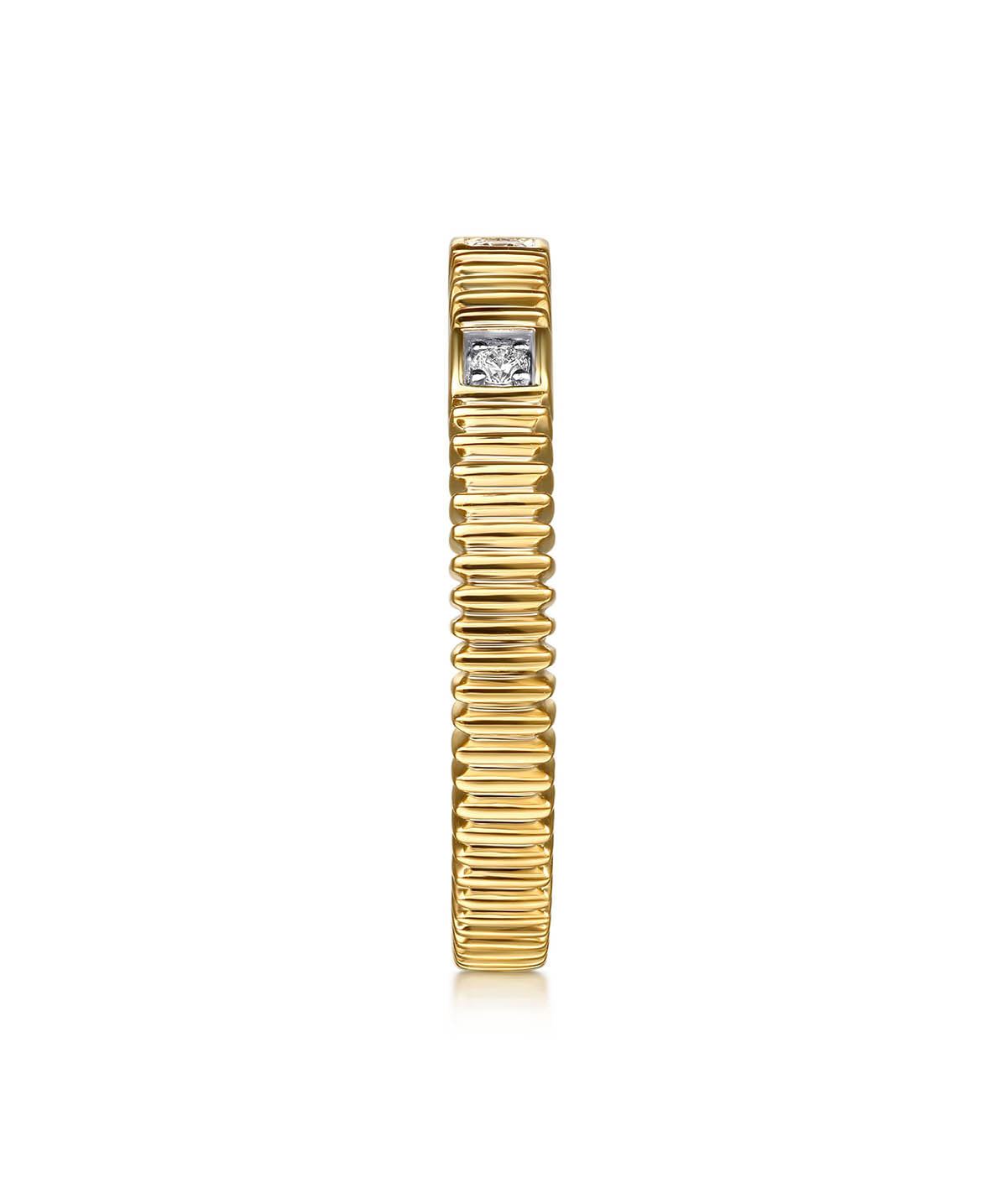 14K Yellow Gold Diamond Cut Stackable Ring