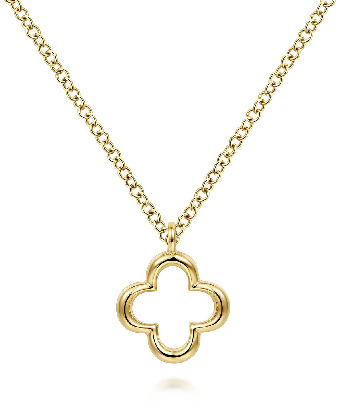 14K Yellow Gold Open Clover Pendant Necklace