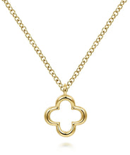 14K Yellow Gold Open Clover Pendant Necklace