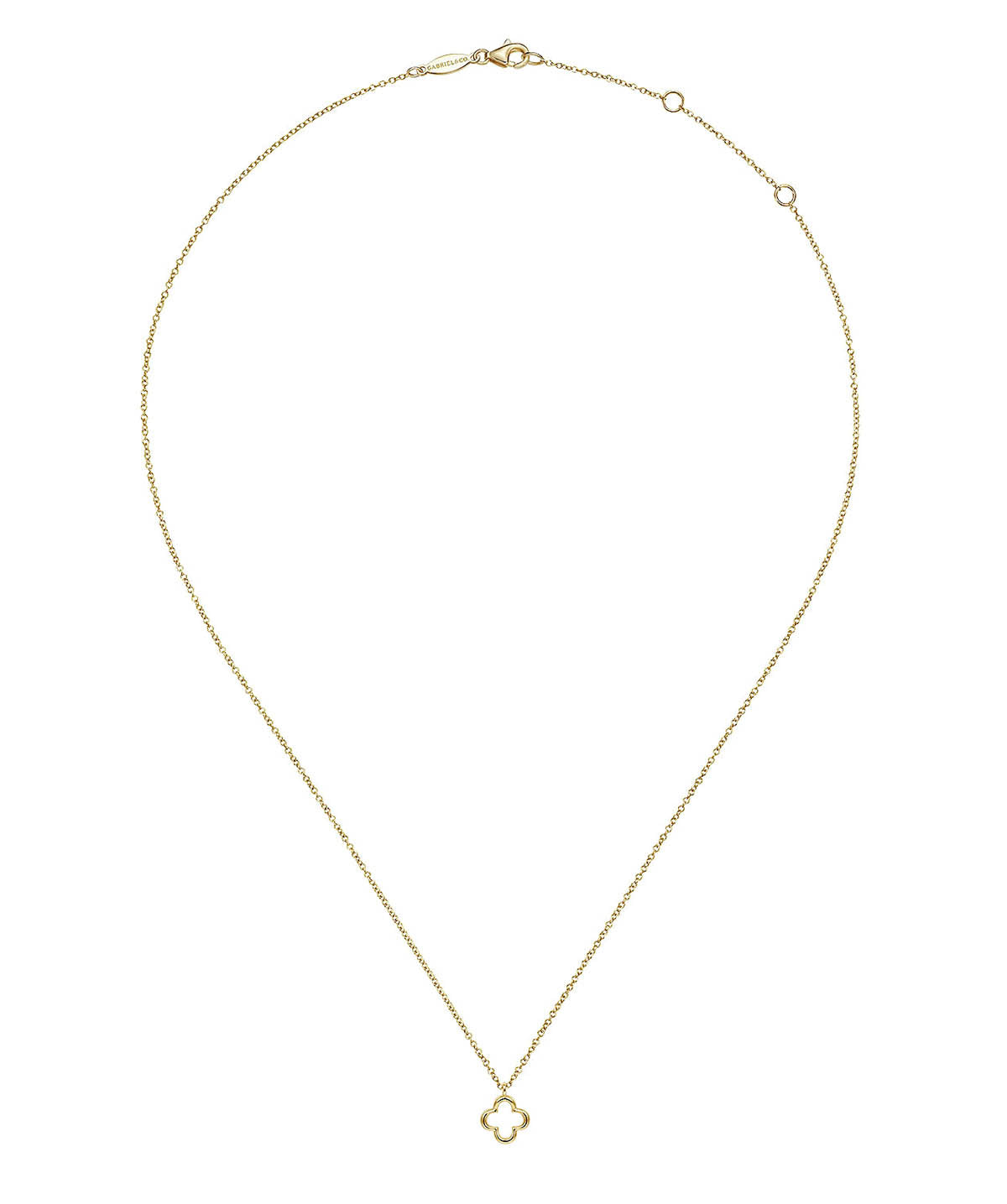 14K Yellow Gold Open Clover Pendant Necklace