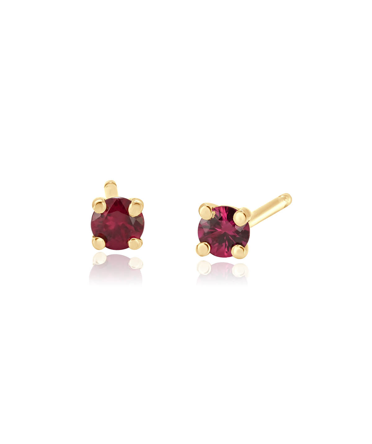 14K Yellow Gold 3mm Ruby Stud Earrings