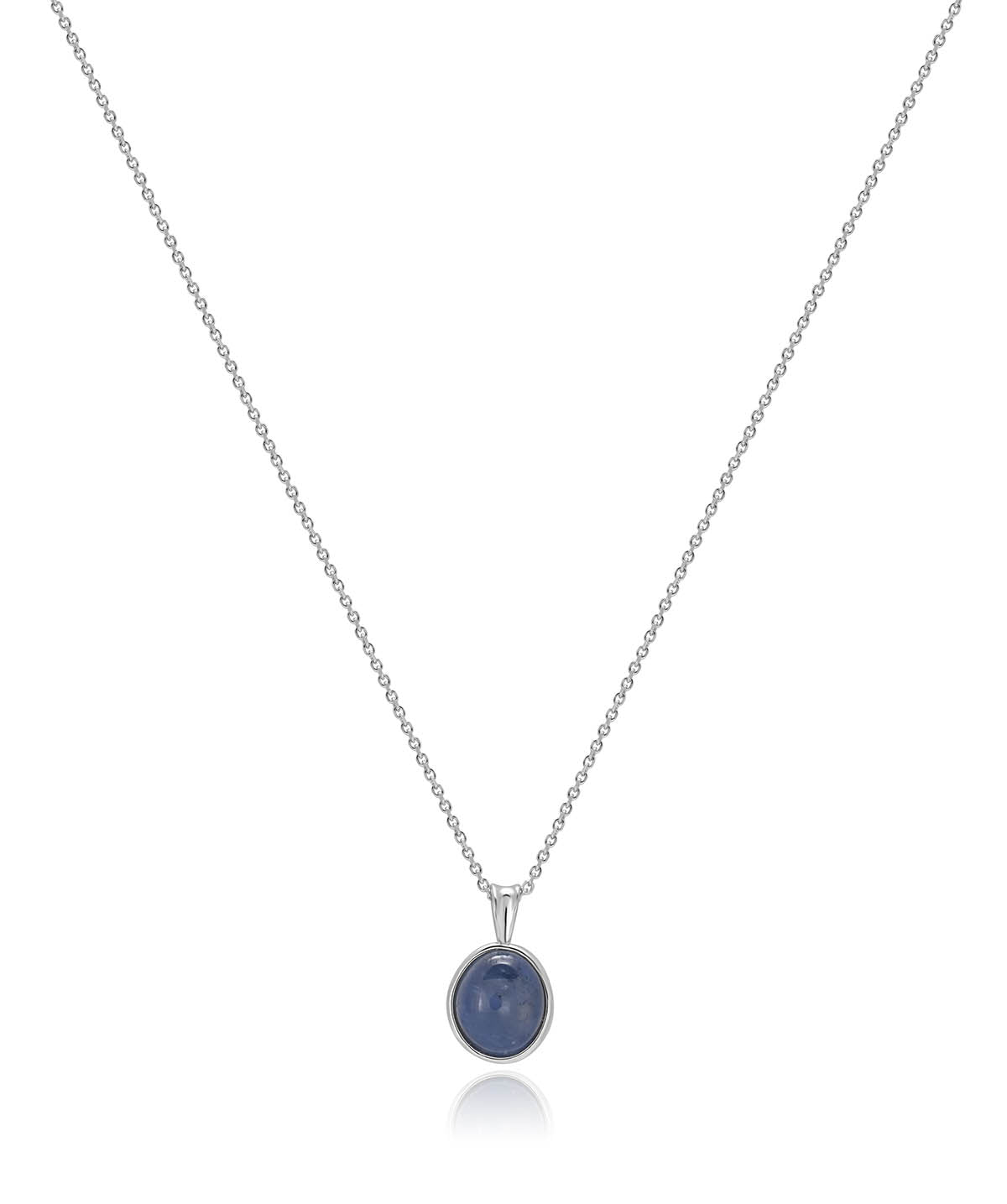 Sterling Silver Bezel Set 2.50ct Sapphire Pendant Necklace