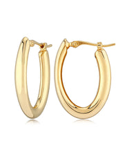 14K Yellow Gold Small Oval Hoop Earrings