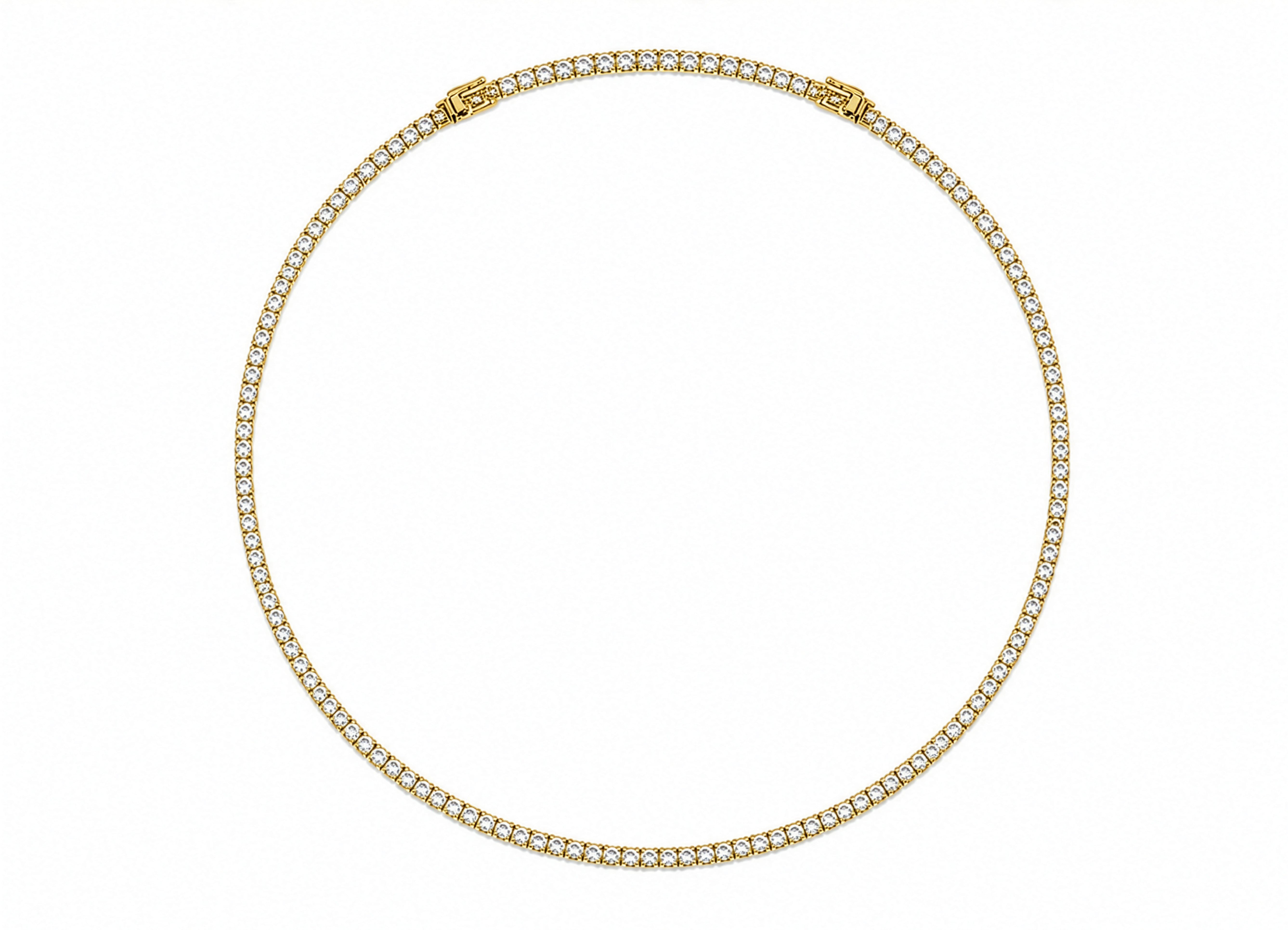 10K Yellow Gold Lab Grown Adjustable Tennis Chain Necklace 16-18 inches