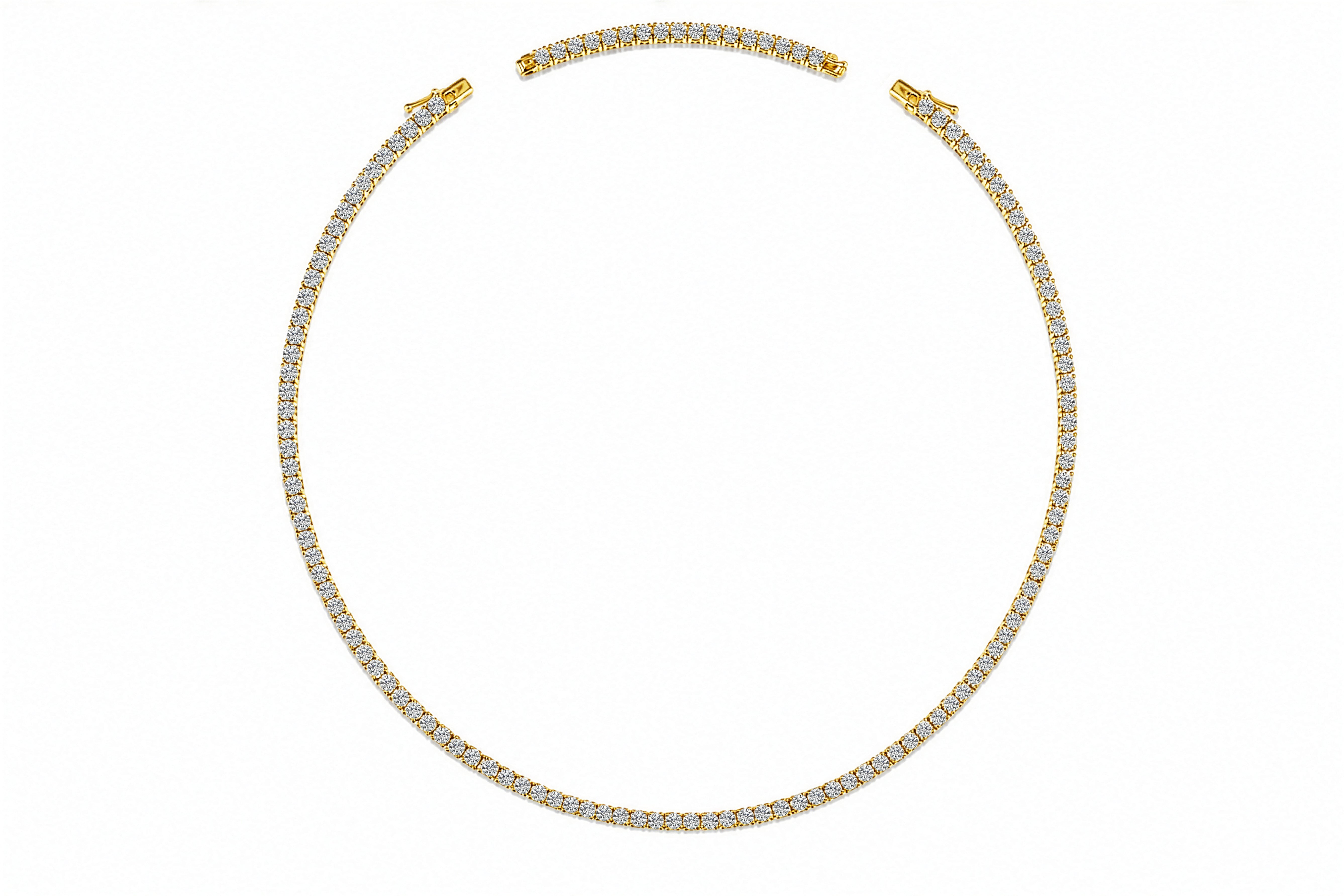 10K Yellow Gold Lab Grown Adjustable Tennis Chain Necklace 16-18 inches