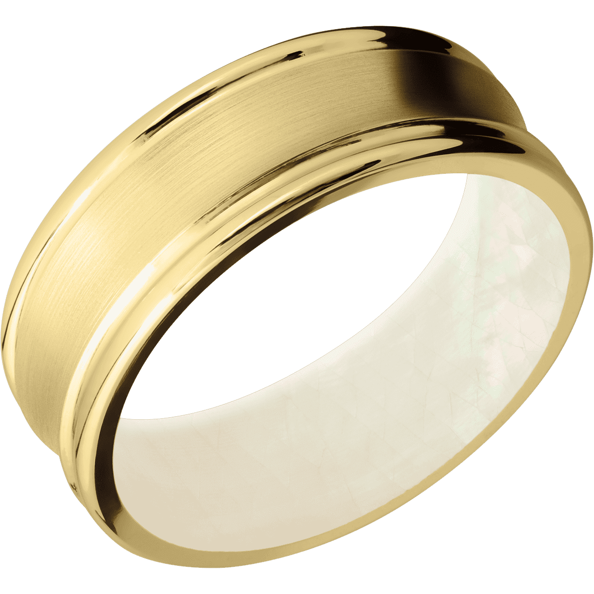 10K Yellow Gold + Satin , Polish Finish + Freshwater Mother of Pearl