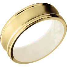 10K Yellow Gold + Satin , Polish Finish + Freshwater Mother of Pearl