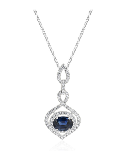 18K White Gold Sapphire and Diamond Pendant – Bellman Jewelers