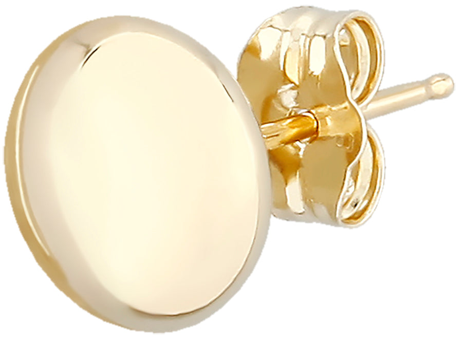 14K Yellow Gold Flat Ball Stud Earrings