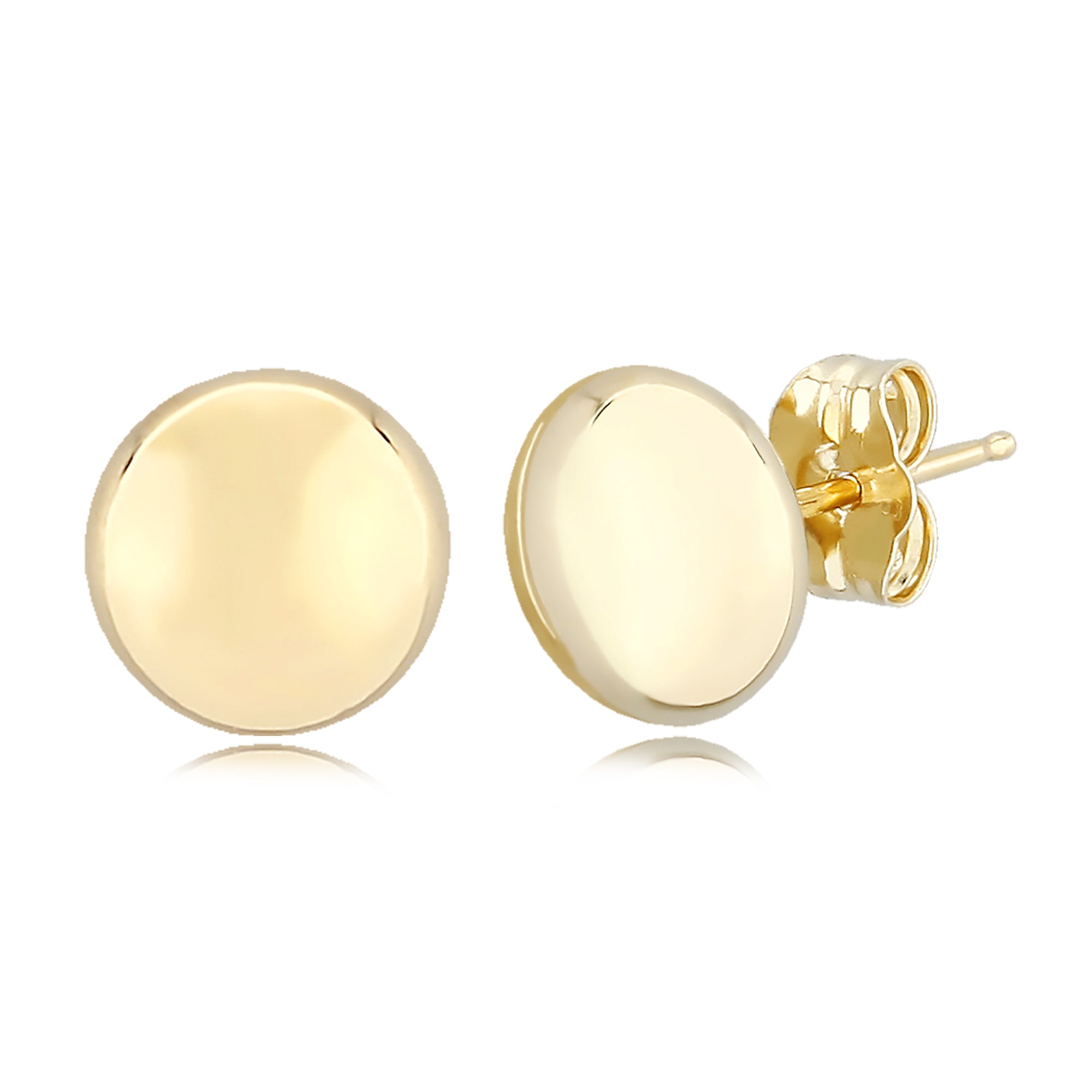 14K Yellow Gold Flat Ball Stud Earrings